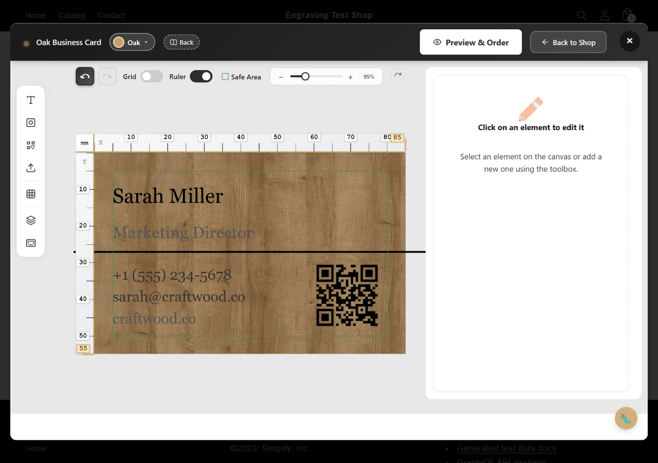 Visitenkarten-Design mit QR-Code und Kontaktdaten